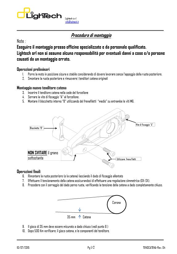 Tendeur de chaîne LighTech Yamaha R6 RJ27 (17-25) TEYA006