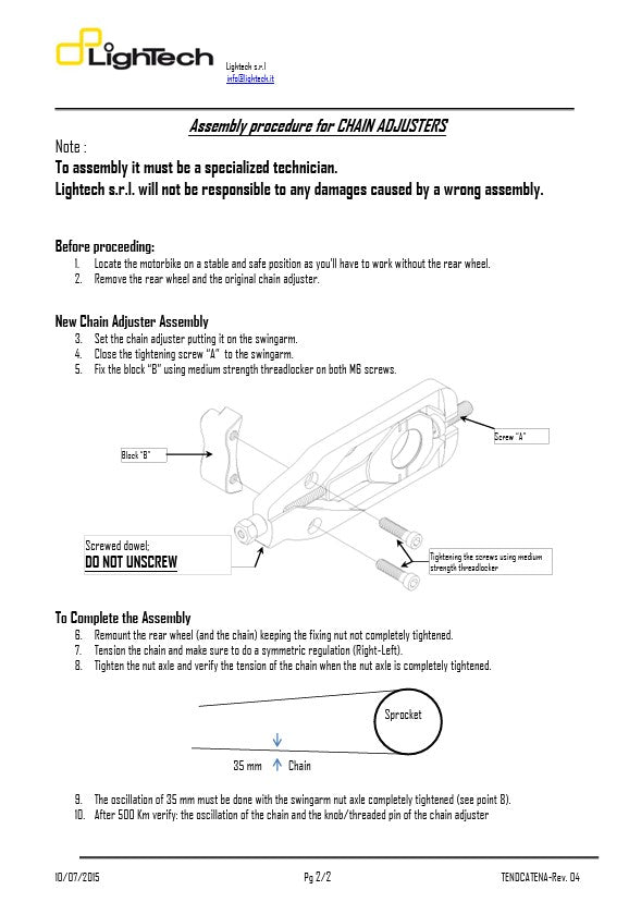 Tendeur de chaîne LighTech Yamaha R6 RJ27 (17-25) TEYA006