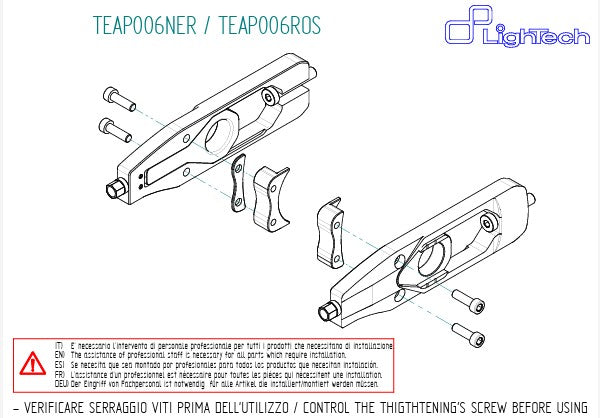 Tendeur de chaîne configuration arrière LighTech Aprilia RSV4/RR/1100 Factory (21-25) TEAP006