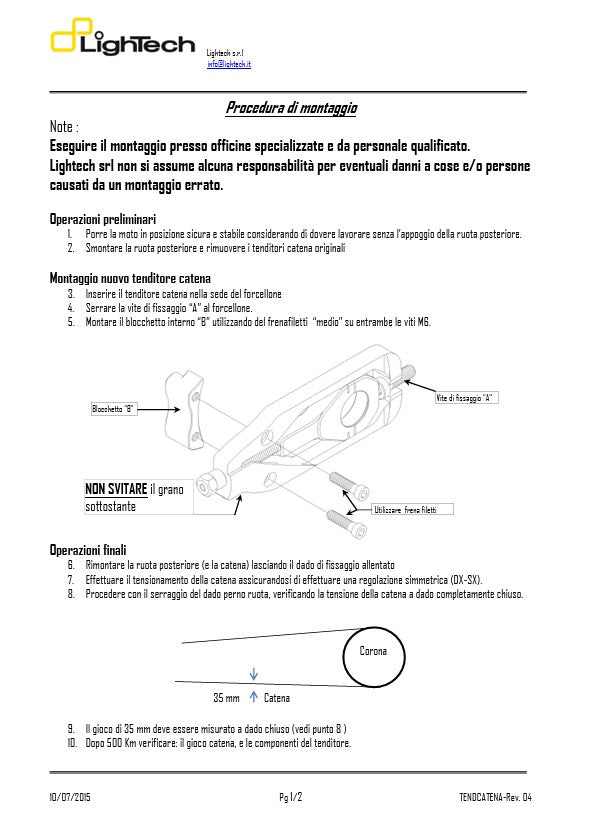 Tendeur de chaîne LighTech Kawasaki ZX-10 R (11-15) TEKA003