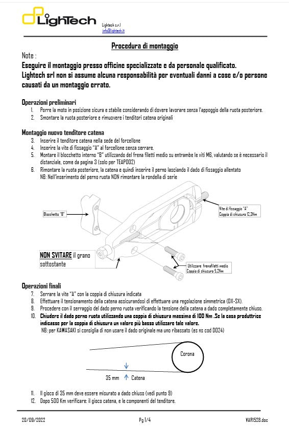 Tendeur de chaîne LighTech Honda CBR 600 RR (07-16) TEHO002