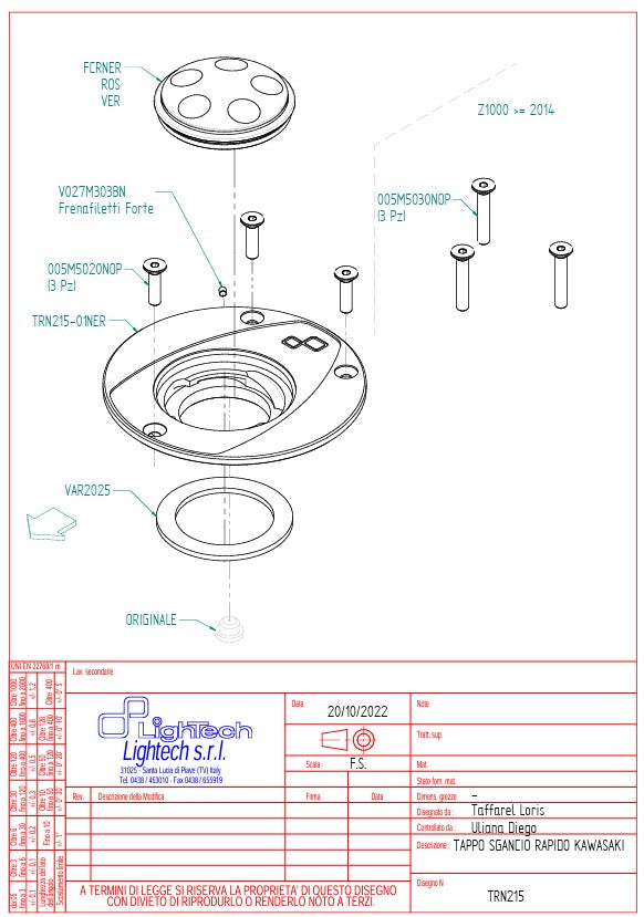 Bouchon de réservoir à vis LighTech Kawasaki ZX-6R/636/RR (07-18) TRN215