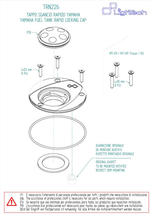 Bouchon de réservoir à vis LighTech Yamaha YZF-R6 (06-25) TRN226