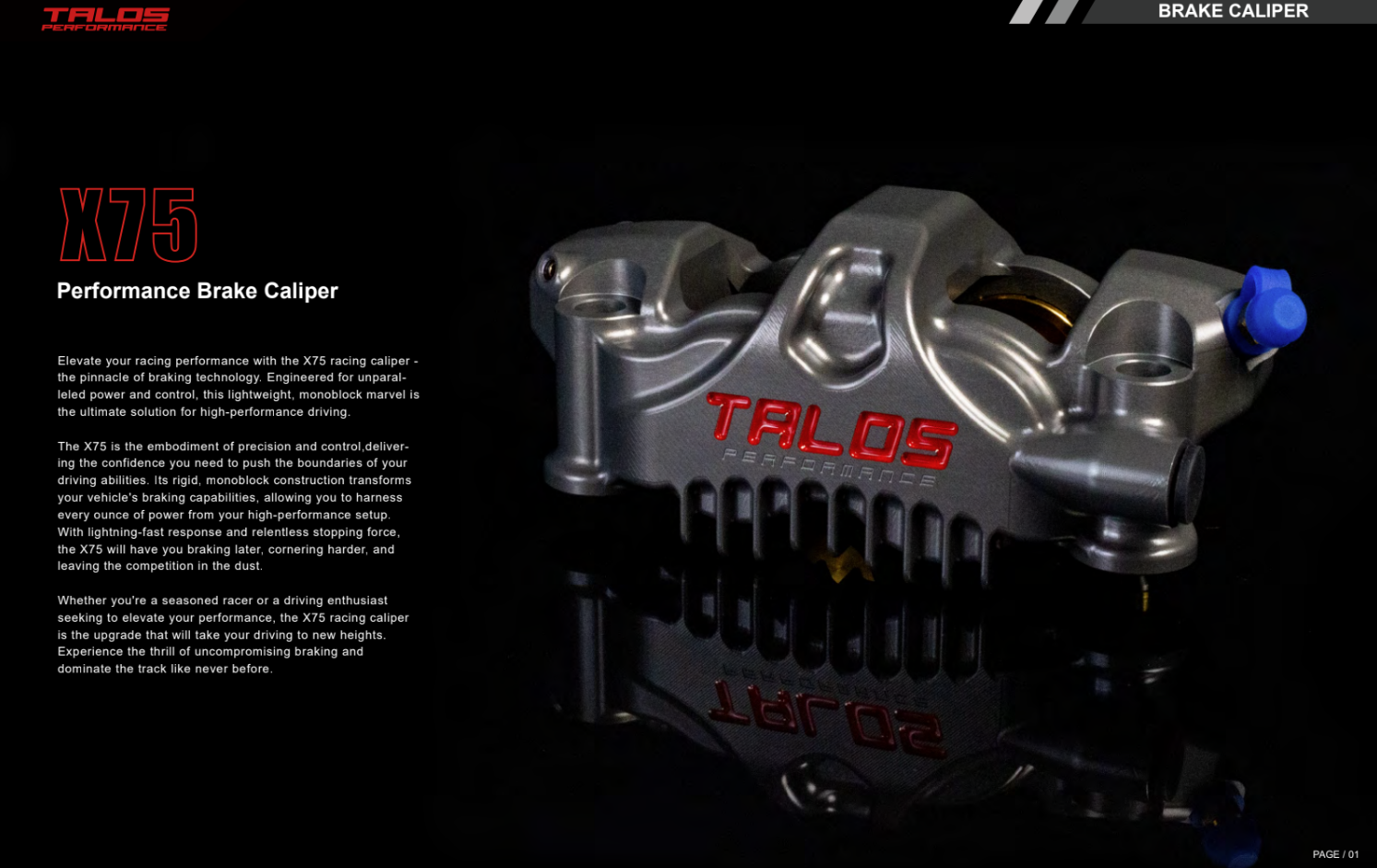 Talos X75 SBK Racing Monoblock P4 32/36 108mm étrier de frein avant gauche | X75.108.HD.L 